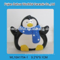 Lindo titular de servilleta de cerámica con diseño de pingüino